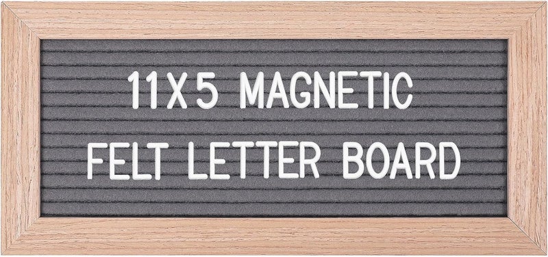 G GAMIT Small Magnetic Felt Letter Board 11x5 Inch with Changeable Letters and Numbers, Message Board Letter Sign Board in Wood Frame for Announcement&Notification(Gray) - Image 1